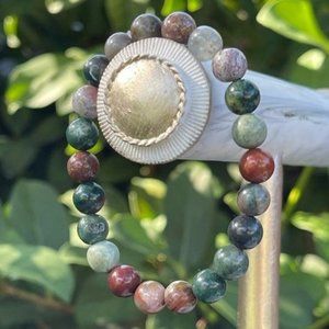 8mm Ocean Jasper Chakra Stretch Bead Bracelet